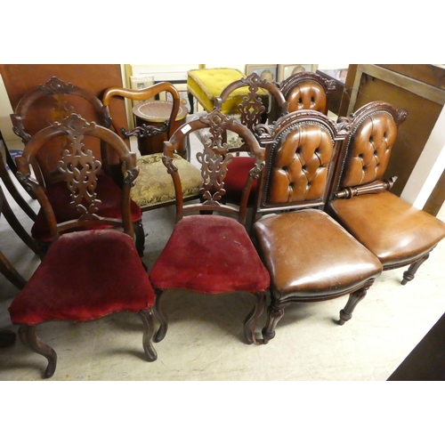 317 - A harlequin set of eight mahogany framed dining chairs, three different styles