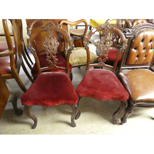 317 - A harlequin set of eight mahogany framed dining chairs, three different styles