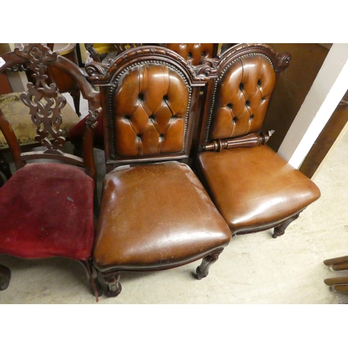 317 - A harlequin set of eight mahogany framed dining chairs, three different styles