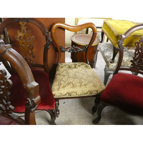 317 - A harlequin set of eight mahogany framed dining chairs, three different styles