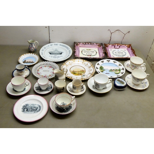 32 - Decorative ceramics: to include two Victorian china plates with religious text  7