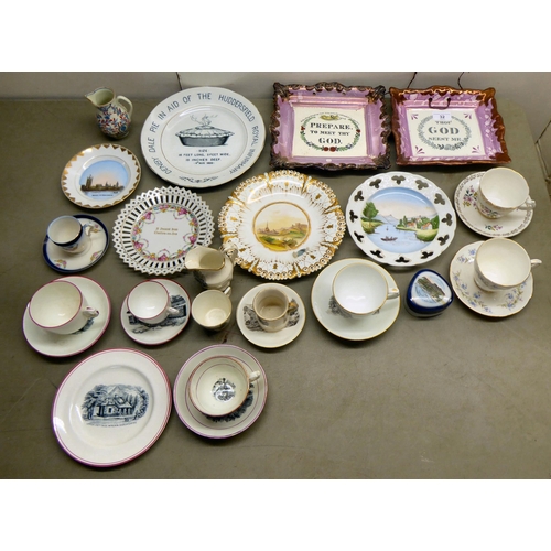 32 - Decorative ceramics: to include two Victorian china plates with religious text  7