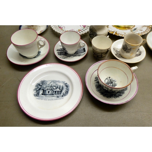 32 - Decorative ceramics: to include two Victorian china plates with religious text  7