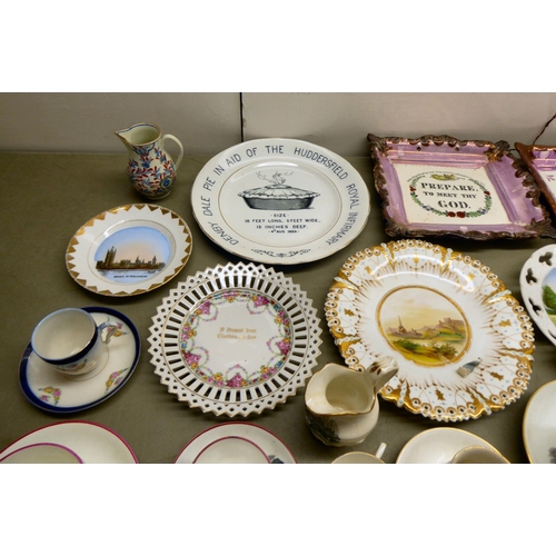 32 - Decorative ceramics: to include two Victorian china plates with religious text  7