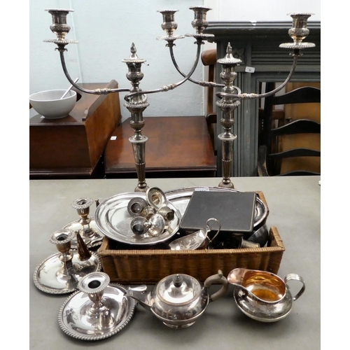 324 - Silver plated tableware and other items: to include three tapersticks