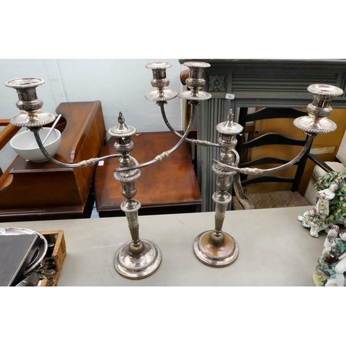 324 - Silver plated tableware and other items: to include three tapersticks