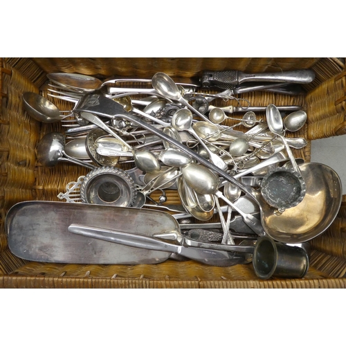 324 - Silver plated tableware and other items: to include three tapersticks