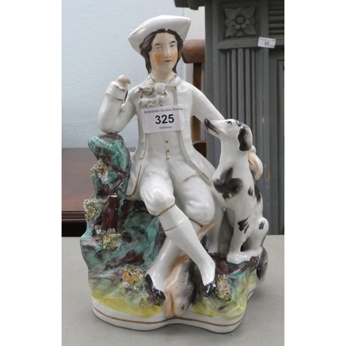 325 - 19thC and later ceramics: to include European porcelain figures; and two Staffordshire figures ... 