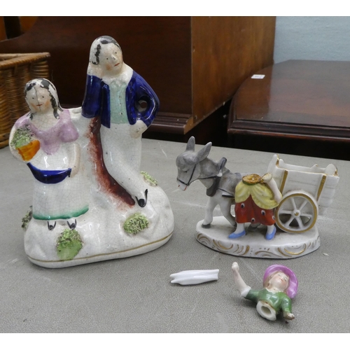 325 - 19thC and later ceramics: to include European porcelain figures; and two Staffordshire figures ... 