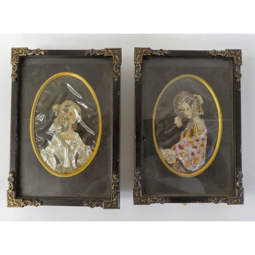 331 - 19thC and later framed silhouette pictures and printed portraits miniatures  all approx. 3