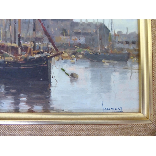 356 - Pictures: to include a study of fishing boats in a harbour  oil on panel  6