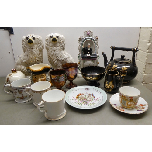 42 - Mainly 19thC and later ceramics: to include a pair of Staffordshire spaniels  10