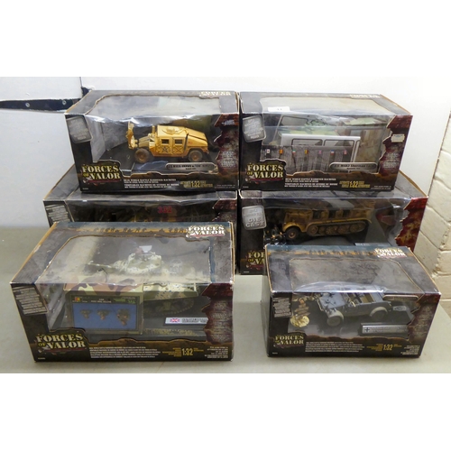 44 - Forces of Valor 1/32 scale diecast vehicles: to include a US M4A3 Sherman Tank; and a German Half Tr... 