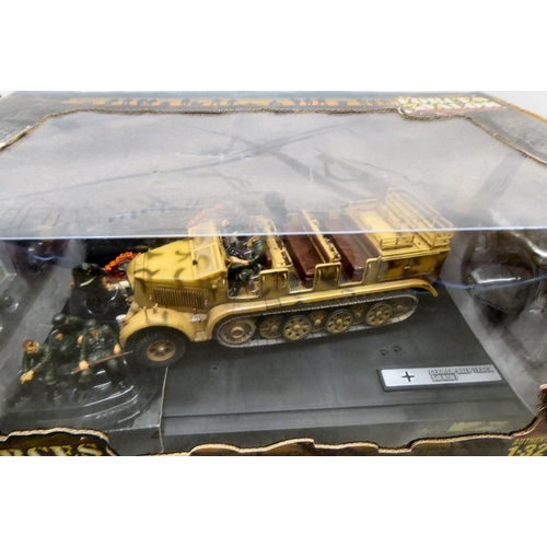 44 - Forces of Valor 1/32 scale diecast vehicles: to include a US M4A3 Sherman Tank; and a German Half Tr... 