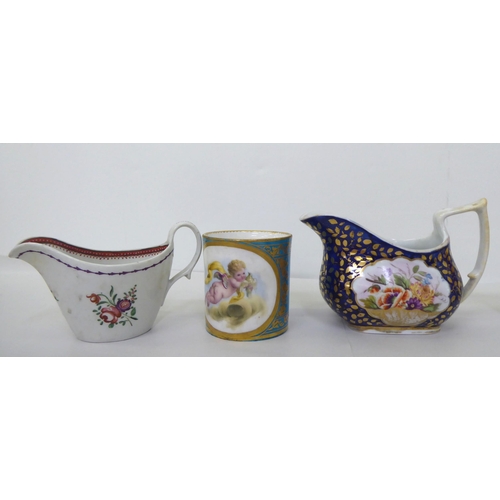 54 - Mainly late 18th/late 19thC ceramics: to include a Spode porcelain cream jug