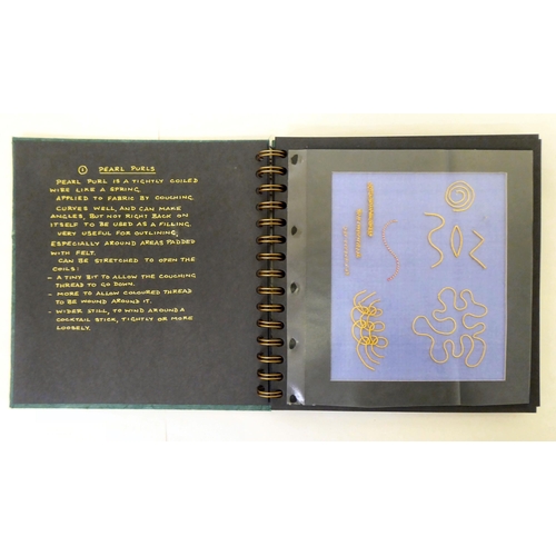 80 - An album collection of goldwork designs: to include imitation Japanese twist, Purls, Rococo and othe... 