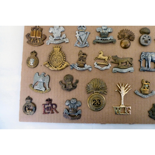 97 - Over fifty British military regimental cap badges and other insignia, some copies: to include Innisk... 