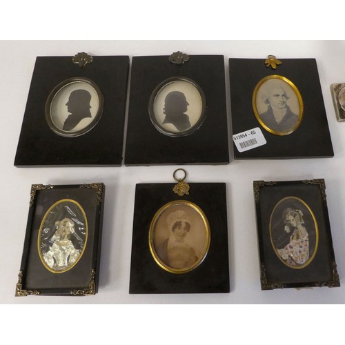 331 - 19thC and later framed silhouette pictures and printed portraits miniatures  all approx. 3