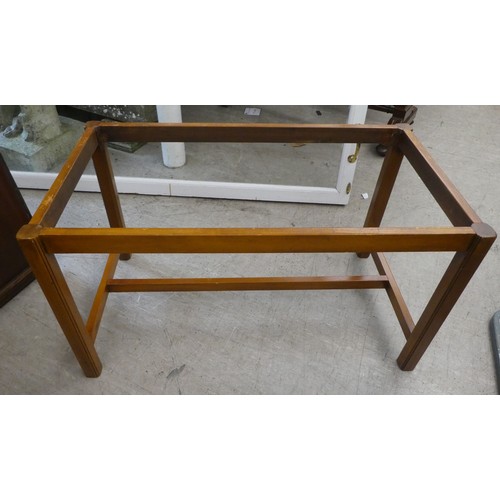 33 - Small furniture: to include a modern yewwood butler's tray design coffee table, raised on square leg... 