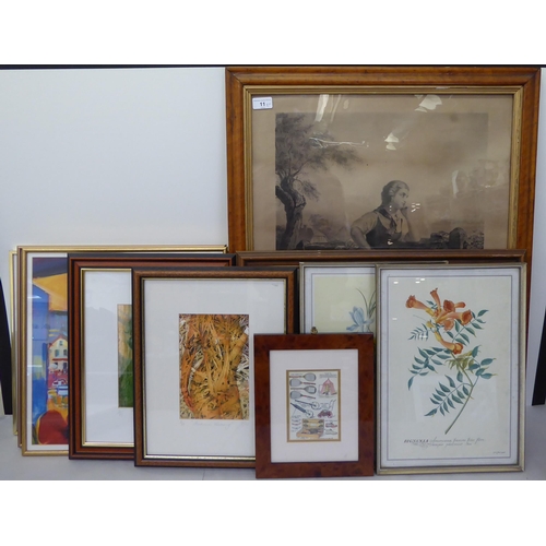 11 - Framed prints: to include botanical studies, period scenes and landscapes  mixed sizes