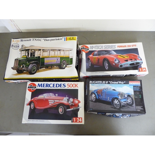 111 - 1/24 scale model kits: to include by Heller, a Citroen C4 Pompier; and a VW T1 Kastenwagen Panel Van... 