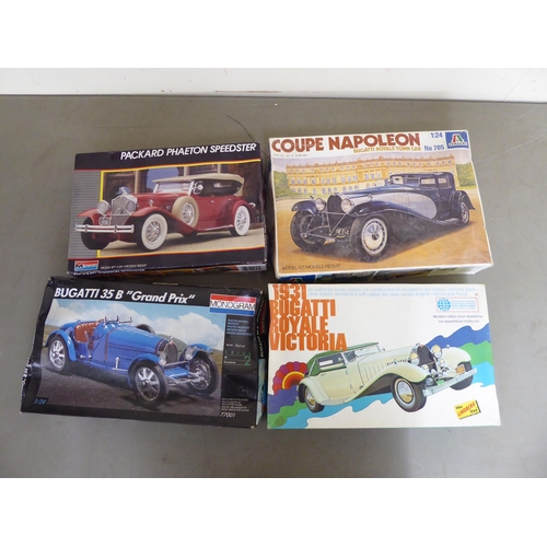 111 - 1/24 scale model kits: to include by Heller, a Citroen C4 Pompier; and a VW T1 Kastenwagen Panel Van... 