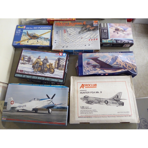 141 - 1/48 scale model kits: to include by Revell, a 223 Flamingo; and a German Heavy Tractor SS-100 by Ta... 