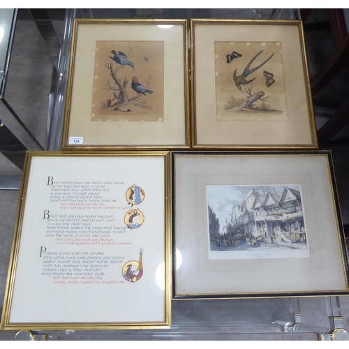 154 - Four framed pictures: to include two ornithological prints  8