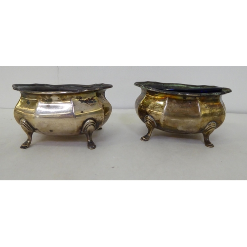 159 - A silver ashtray; and a pair of silver salts  mixed marks