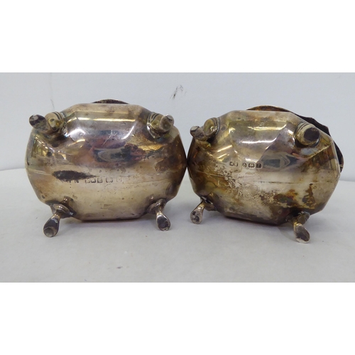 159 - A silver ashtray; and a pair of silver salts  mixed marks