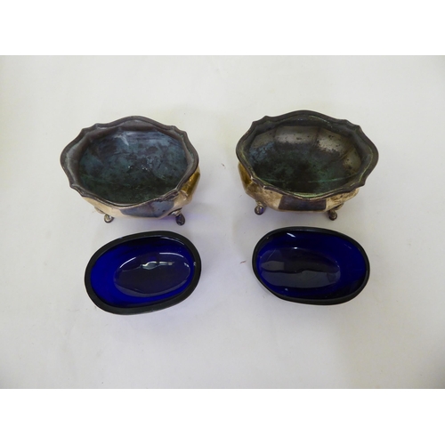 159 - A silver ashtray; and a pair of silver salts  mixed marks