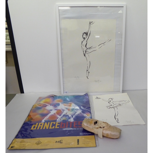 170 - Ballet related collectables, viz. two works after Charlotte Farley; a poster  approx 16