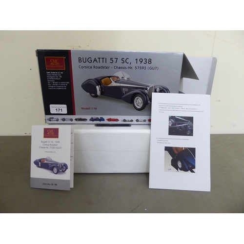 171 - A CMC Exclusive Modelle 1/18 scale diecast model of a Bugatti 57 SC  1938  boxed