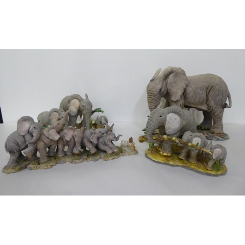 175 - Four composition model elephant groups  tallest 11