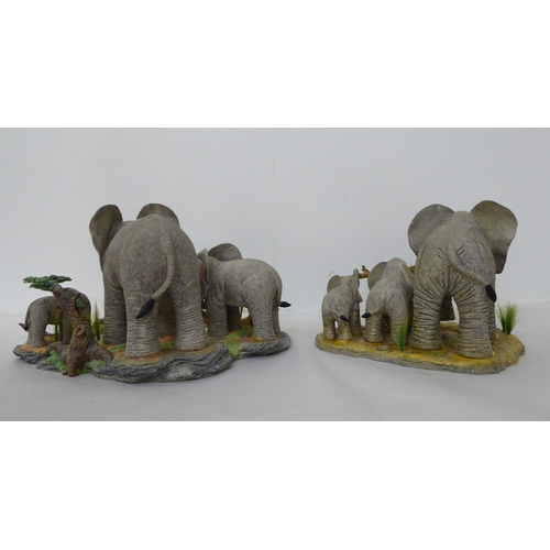 175 - Four composition model elephant groups  tallest 11