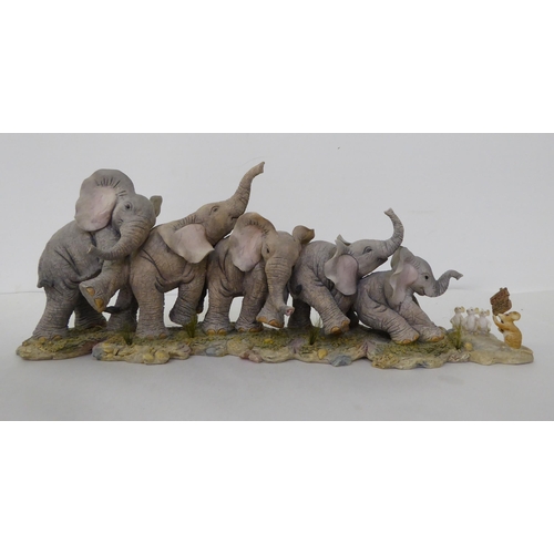 175 - Four composition model elephant groups  tallest 11