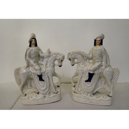 19 - Decorative ceramics: to include two Victorian Staffordshire pottery figures on horseback  13