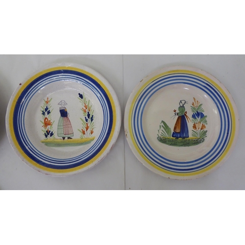 2 - Six items of Quimper and similar pottery, mainly plates  9