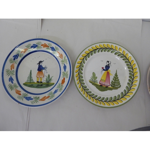 2 - Six items of Quimper and similar pottery, mainly plates  9