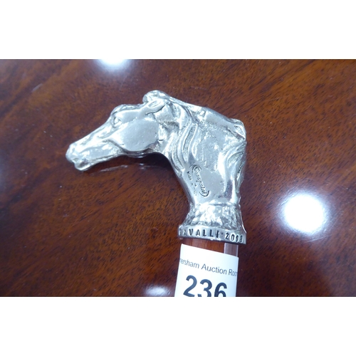 236 - A modern Cavalli of Italy walking cane with a horse bust handle