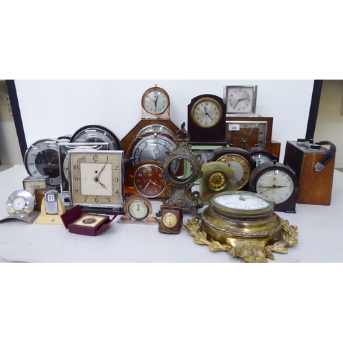 240 - Timepieces/mantel clocks  various makes and styles; and a Roberts radio