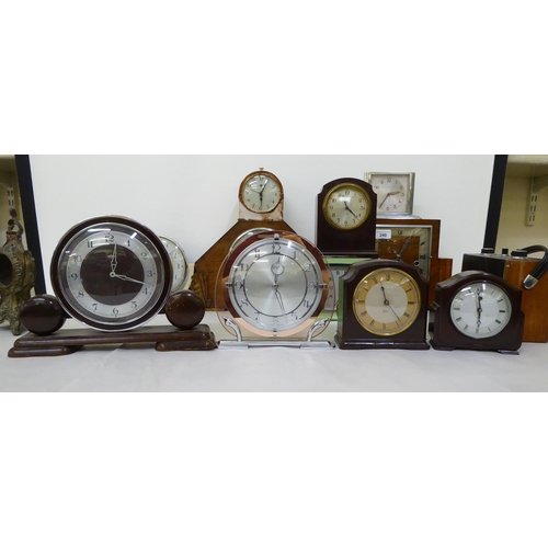 240 - Timepieces/mantel clocks  various makes and styles; and a Roberts radio