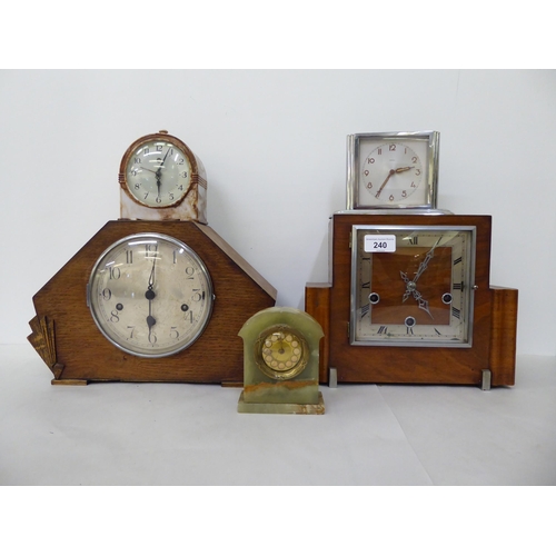 240 - Timepieces/mantel clocks  various makes and styles; and a Roberts radio