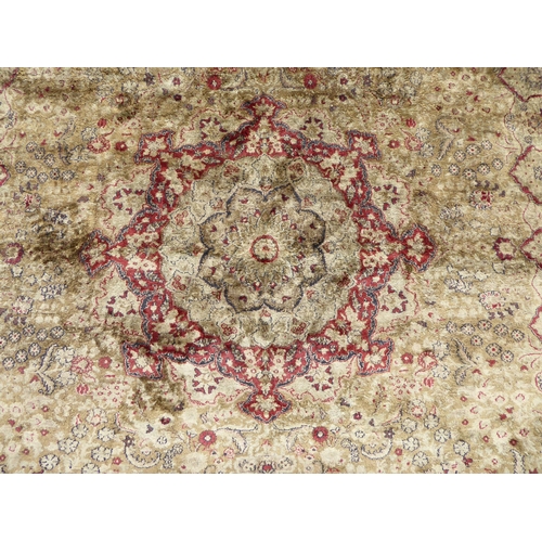 248 - A Persian partial silk woven rug, on a cream coloured ground  72