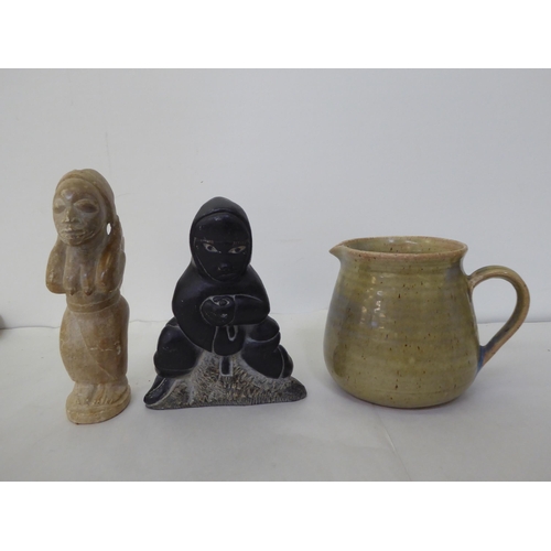 26 - A mixed lot: to include a Canadian Inuit art carved, hardstone figure  6.5