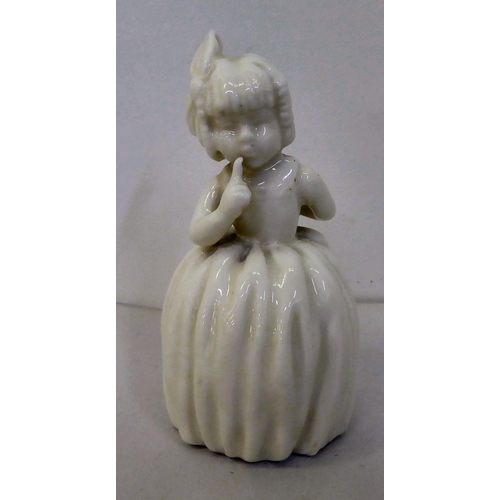 264 - A possible prototype for Royal Worcester glazed china figure of a posing young girl  (no marks)  3.5... 