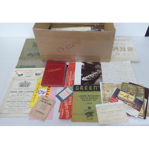 269 - Uncollated, mainly 19th/20thC ephemera: to include agriculture, sporting and advertising material