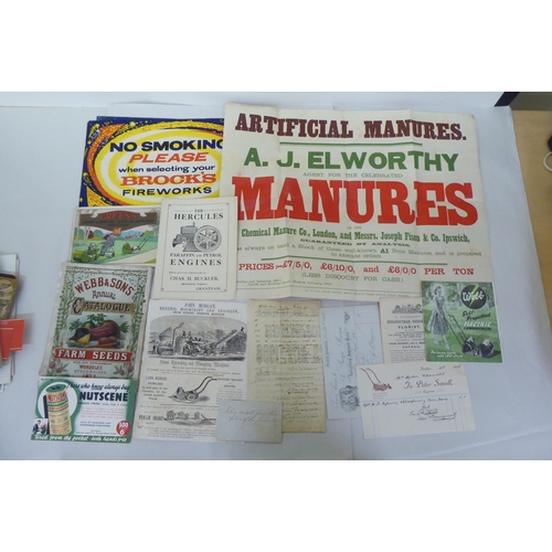 269 - Uncollated, mainly 19th/20thC ephemera: to include agriculture, sporting and advertising material