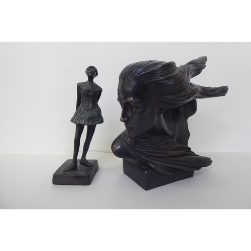 283 - Decorative items: to include composition, bronzed effect figures  tallest 8