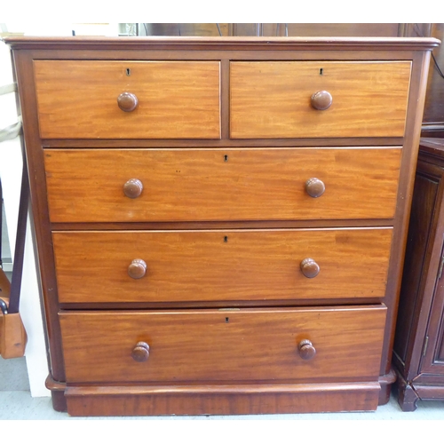 287 - A late Victorian mahogany five drawer dressing chest, on a plinth  45